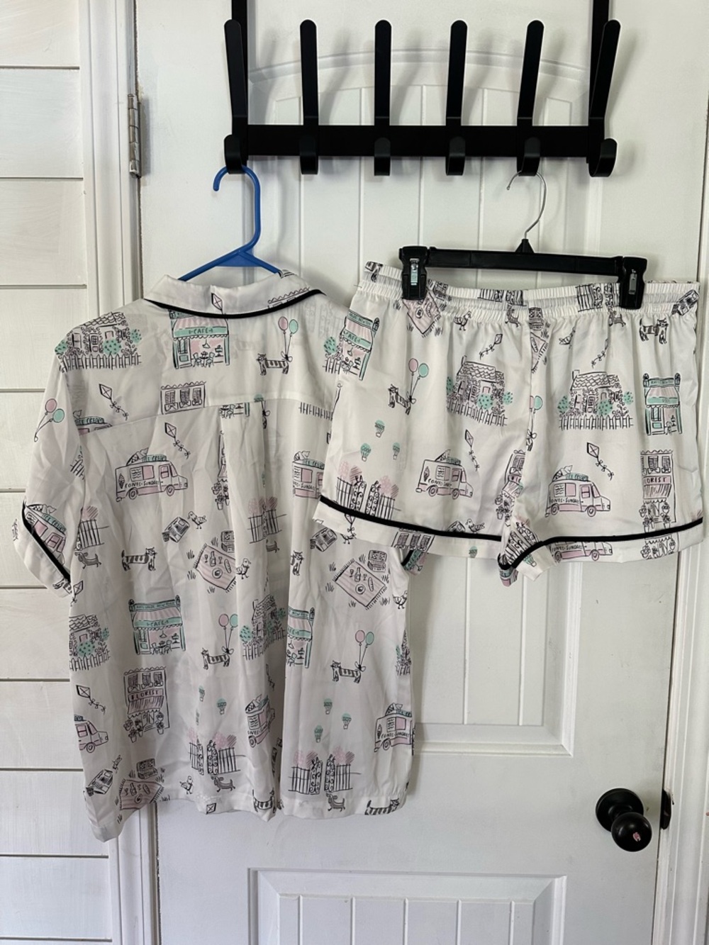 kate spade White Pajama set with Black Sketch Cat and Mint Accents - Picture 5 of 5